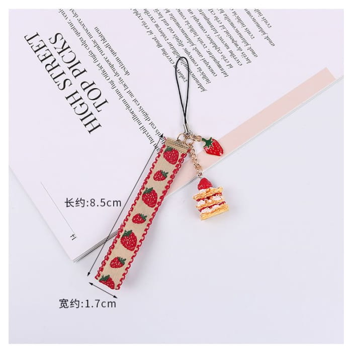 Strawberry Cake Phone Charm - Q071-01 - Without Earphone