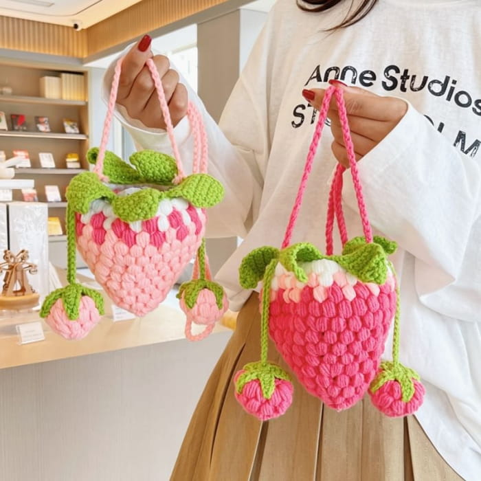 Strawberry Knit Crossbody Bag