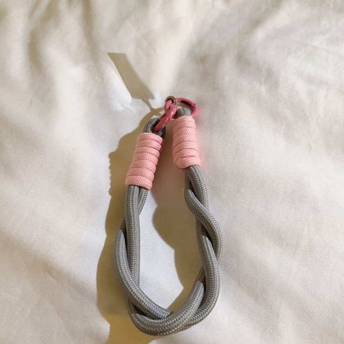 String Phone Strap with Lanyard Pad - E99 - Pink & Gray