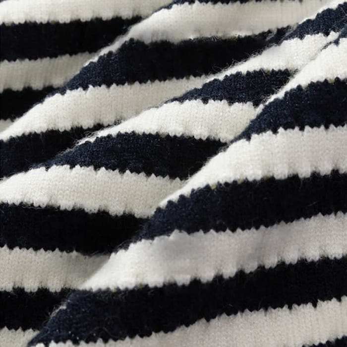 Stripe Fake Two Pieces Knit White Lapel Shirt