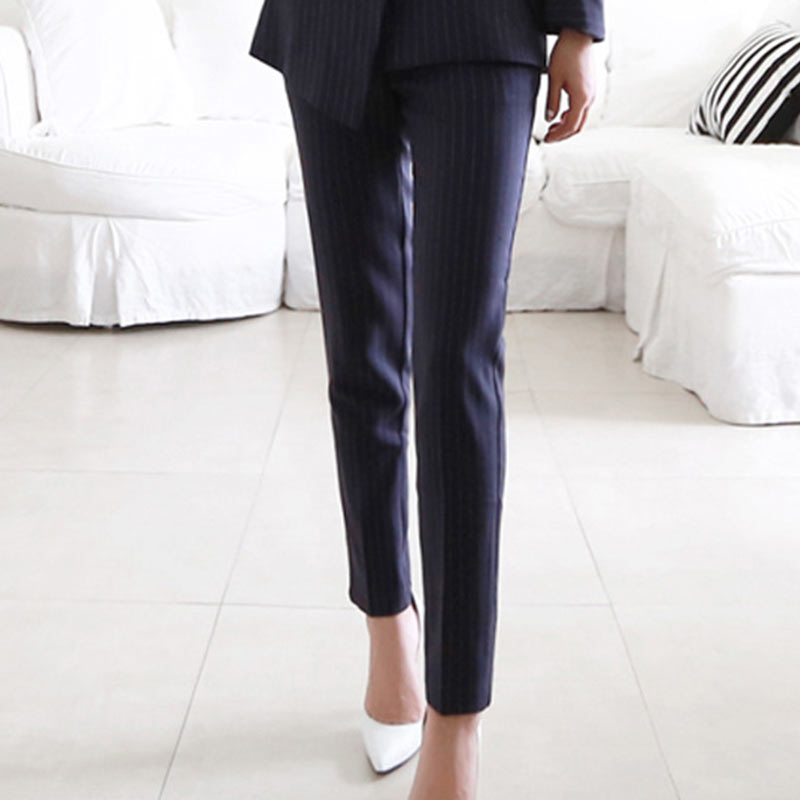 Stripe Irregular Neck Blazer Pants Suit Set