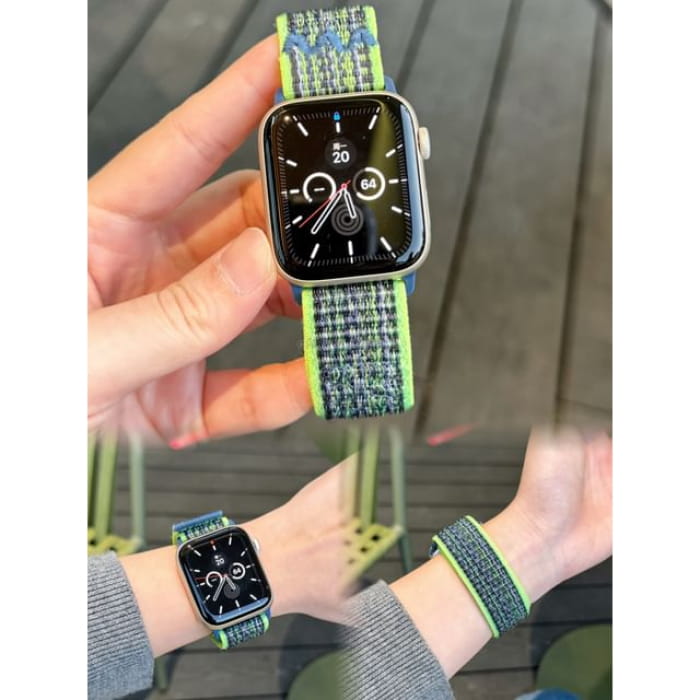 Striped Apple Watch Band - Glossy Green & Blue / IWATCH 1