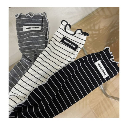 Striped Applique Lettuce Edge Socks