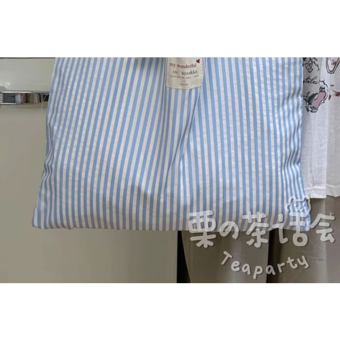 Striped Applique Tote Bag / Charm / Set