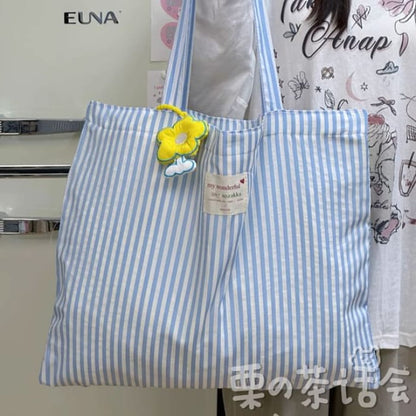 Striped Applique Tote Bag / Charm / Set