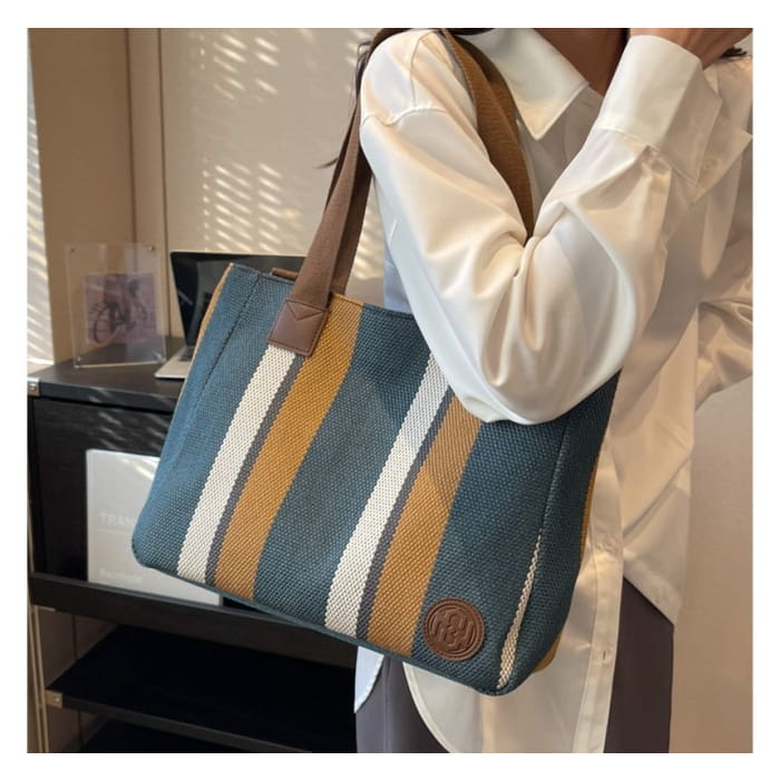 Striped Canvas Tote Bag