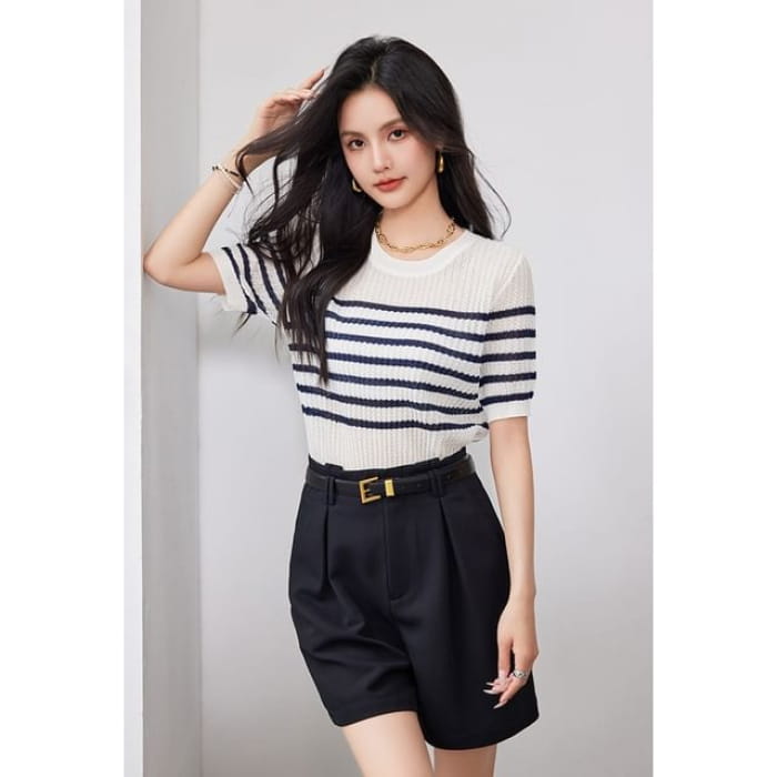 Striped Crew Neck Short Sleeve T Egirldoll