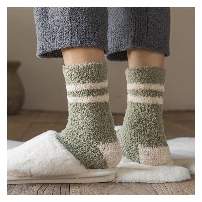 Striped Fleece Short Socks Set