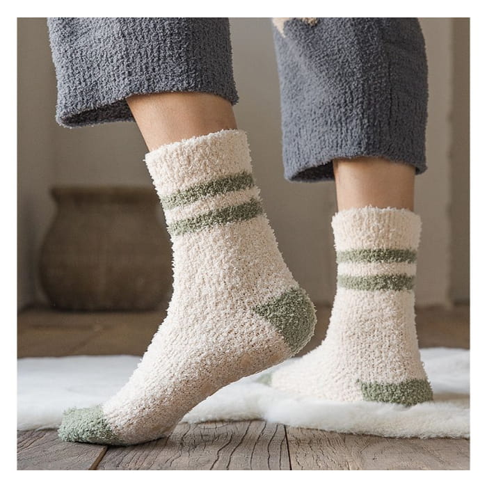 Striped Fleece Short Socks Set