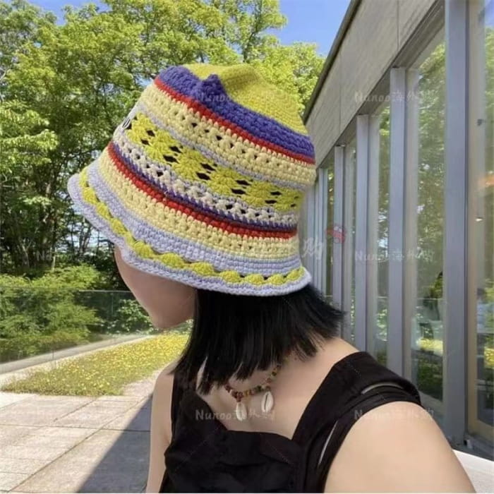 Striped Knit Bucket Hat