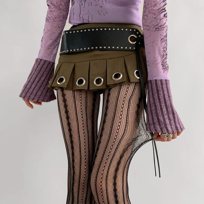 Striped Lace Tights