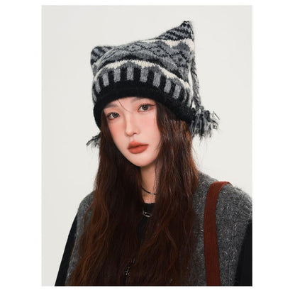 Striped Pom Beanie