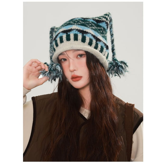 Striped Pom Beanie