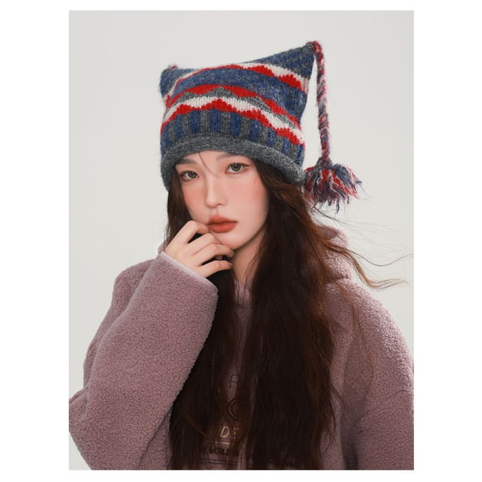 Striped Pom Beanie