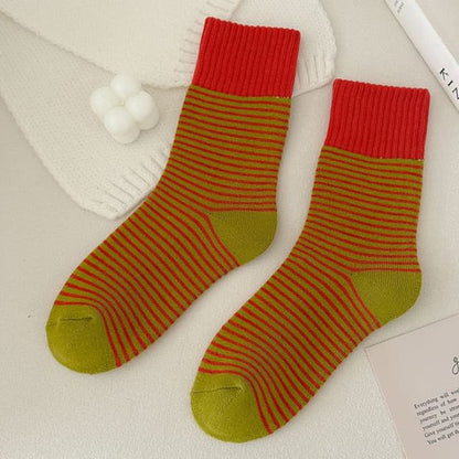 Striped Socks / Set - of 2 Pair - Yellow / One Size