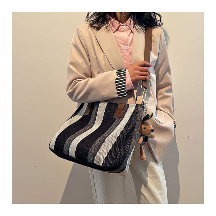 Striped Tote Bag / Charm / Set