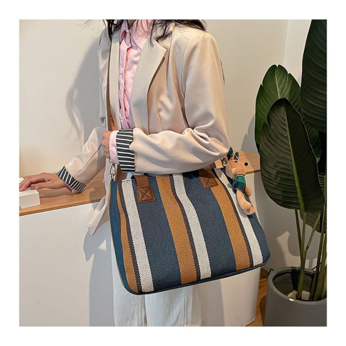 Striped Tote Bag / Charm / Set