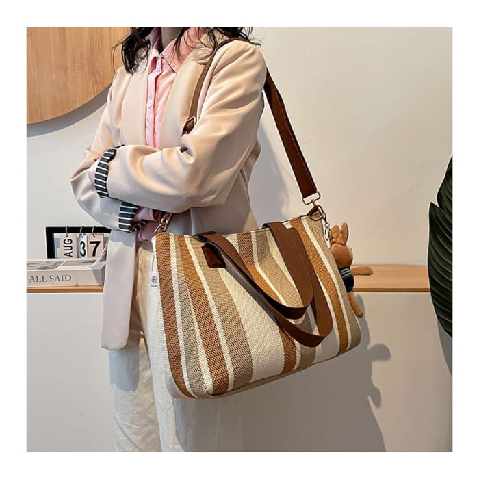 Striped Tote Bag / Charm / Set