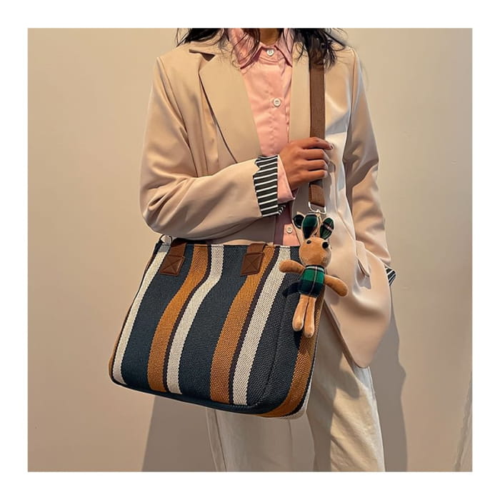 Striped Tote Bag / Charm / Set