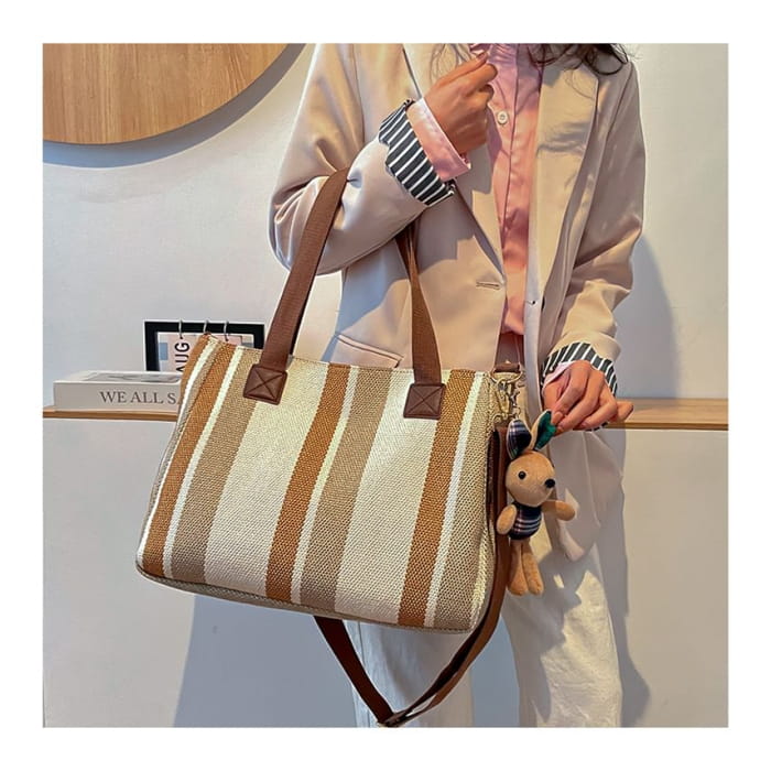 Striped Tote Bag / Charm / Set