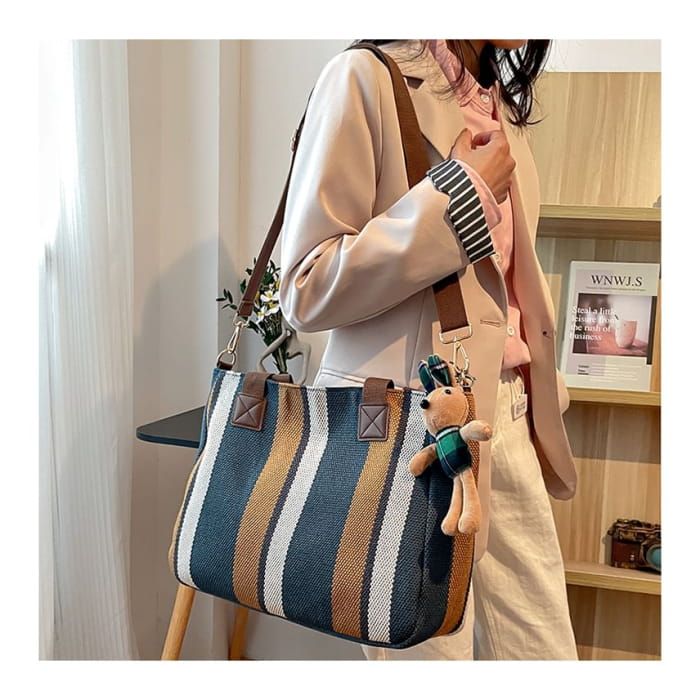 Striped Tote Bag / Charm / Set