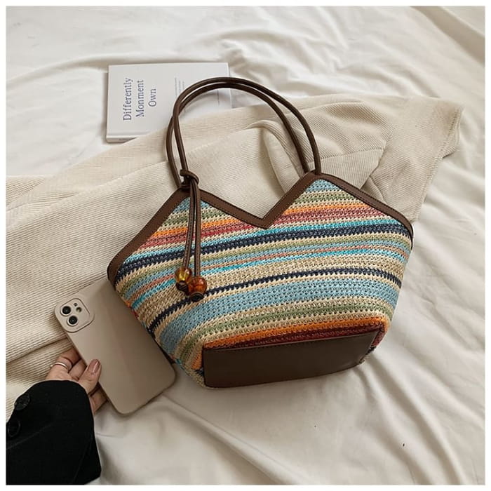 Striped Woven Handbag