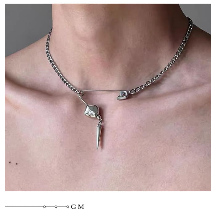 Stud Safety Pin Pendant Alloy Choker