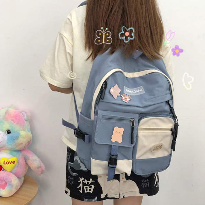 Stylish Color Block College Style Backpack