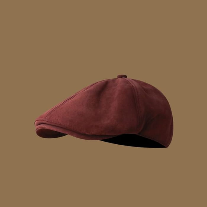 Suede Newsboy Cap - Red / One Size