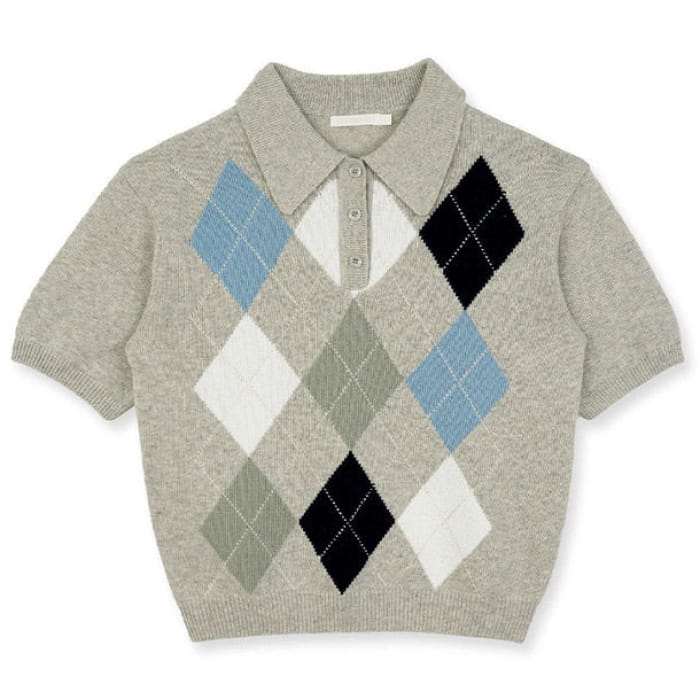 Summer Argyle Collar Top - Tops