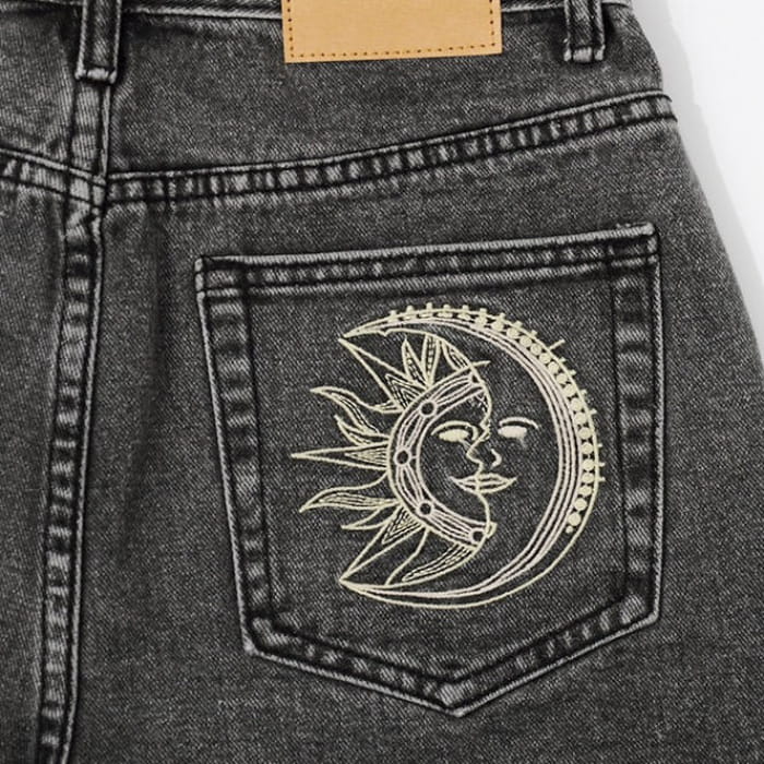 Sun Moon Denim Shorts - Pants