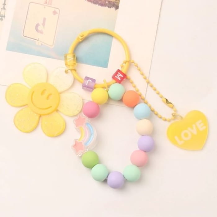 Sunflower Keychain - Q995-1 - Green & Purple Pink Yellow