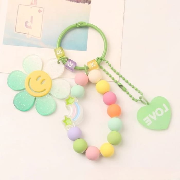 Sunflower Keychain - Q995-3 - Green & Purple Pink Yellow