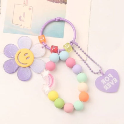 Sunflower Keychain - Q995-4 - Green & Purple Pink Yellow