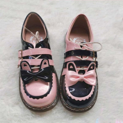 Sweat Lolita Bunny Bow-Knot Lace Up Shoes - 7 / 35