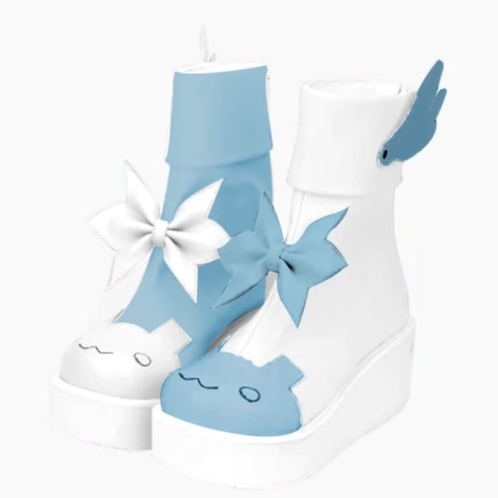 Sweet Bunny Bow Knot Platform Lolita Shoes - Blue / 35