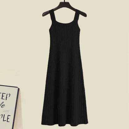 Sweet Cable Sweater Knit Slip Dress Set