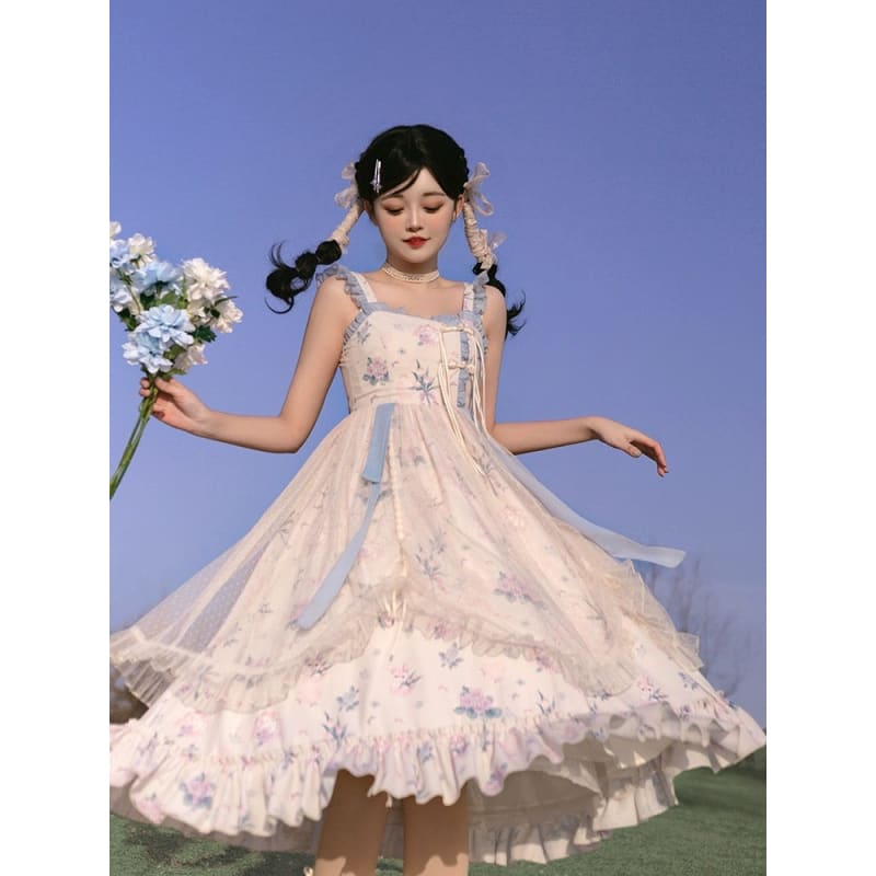 Sweet Floral Cheongsam Dress - S - Modern Hanfu
