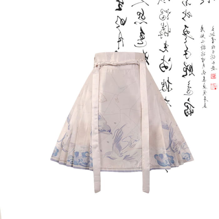 Sweet Flower Irregular T-Shirt High Waist Pleated Skirt - M
