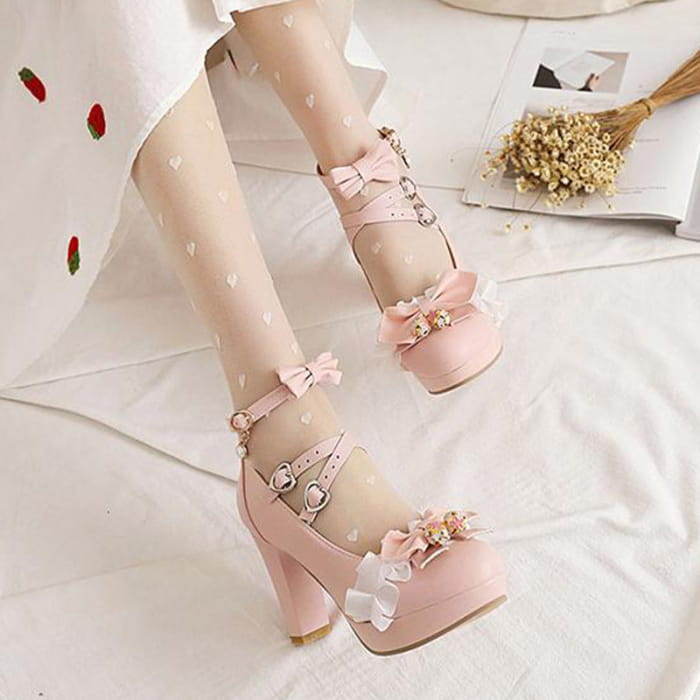 Sweet Lace Bow Lolita Mary Janes Shoes