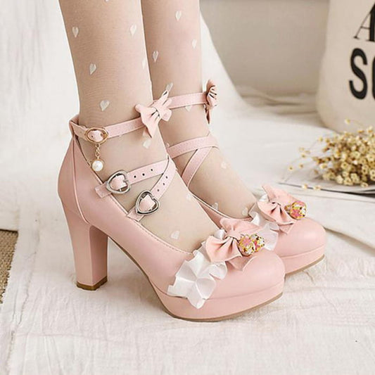 Sweet Lace Bow Lolita Mary Janes Shoes