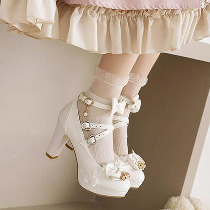 Sweet Lace Bow Lolita Mary Janes Shoes