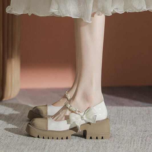 Sweet Lolita Bow Knot Platform Mary Janes Shoes