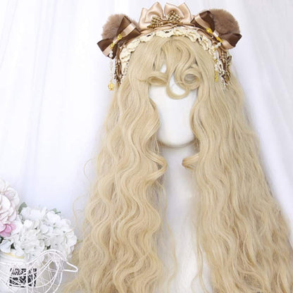 Sweet Long Curly Wig With Bangs - Pink / One Size