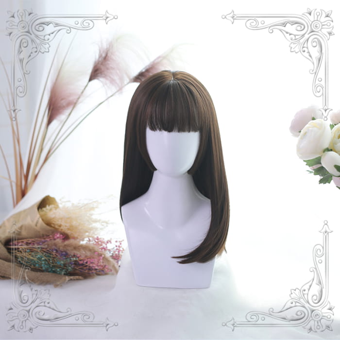 Sweet Long Hair Hime Cut Wig - Brown B / One Size