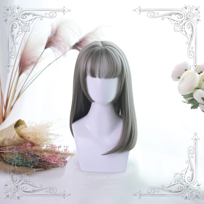 Sweet Long Hair Hime Cut Wig - Steel Gray B / One Size