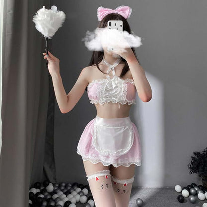 Sweet Maid Apron Lace Ribbon Lingerie Set