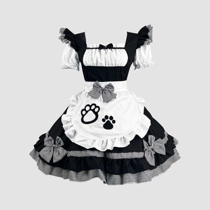 Sweet Maid Cat Paw Lolita Dress - Black A / M