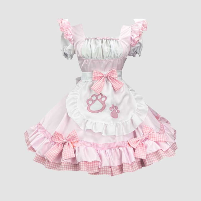 Sweet Maid Cat Paw Lolita Dress - Light Pink A / M