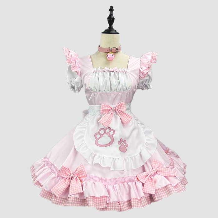 Sweet Maid Cat Paw Lolita Dress - Light Pink B / M